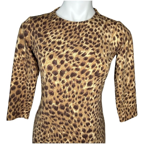 J McLaughlin Sophia Catalina Cloth Safari Print Dress XS Brown Tan Animal Print - Picture 8 of 9
